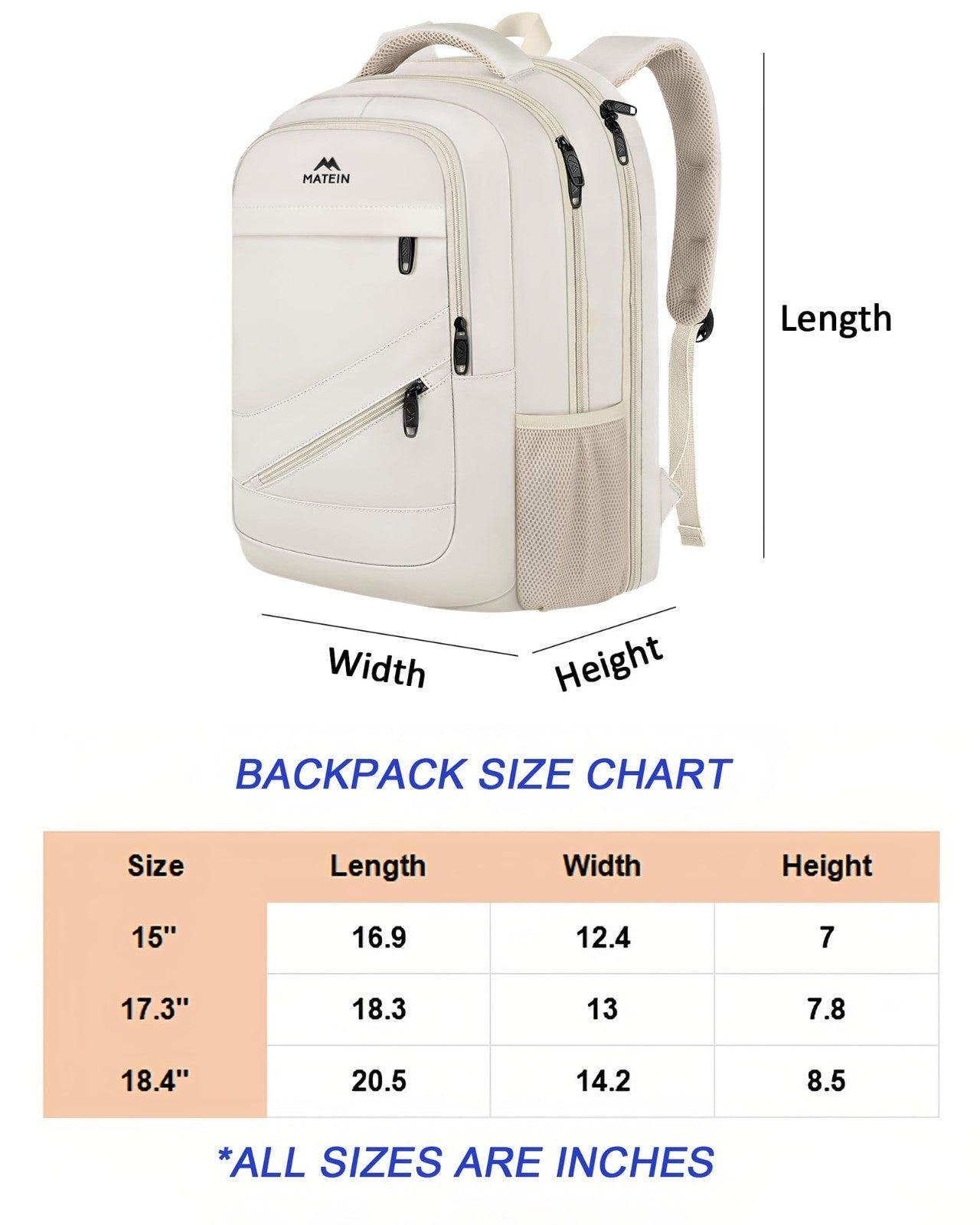 Extra Large College Backpack for Women, 18 Inch Laptop Bag, Stylish Cream Color8