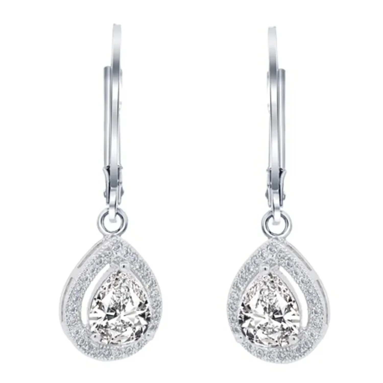 Cate & Chloe Izzy 18k White Gold Plated Drop Earrings with Simulated Diamond Cry0