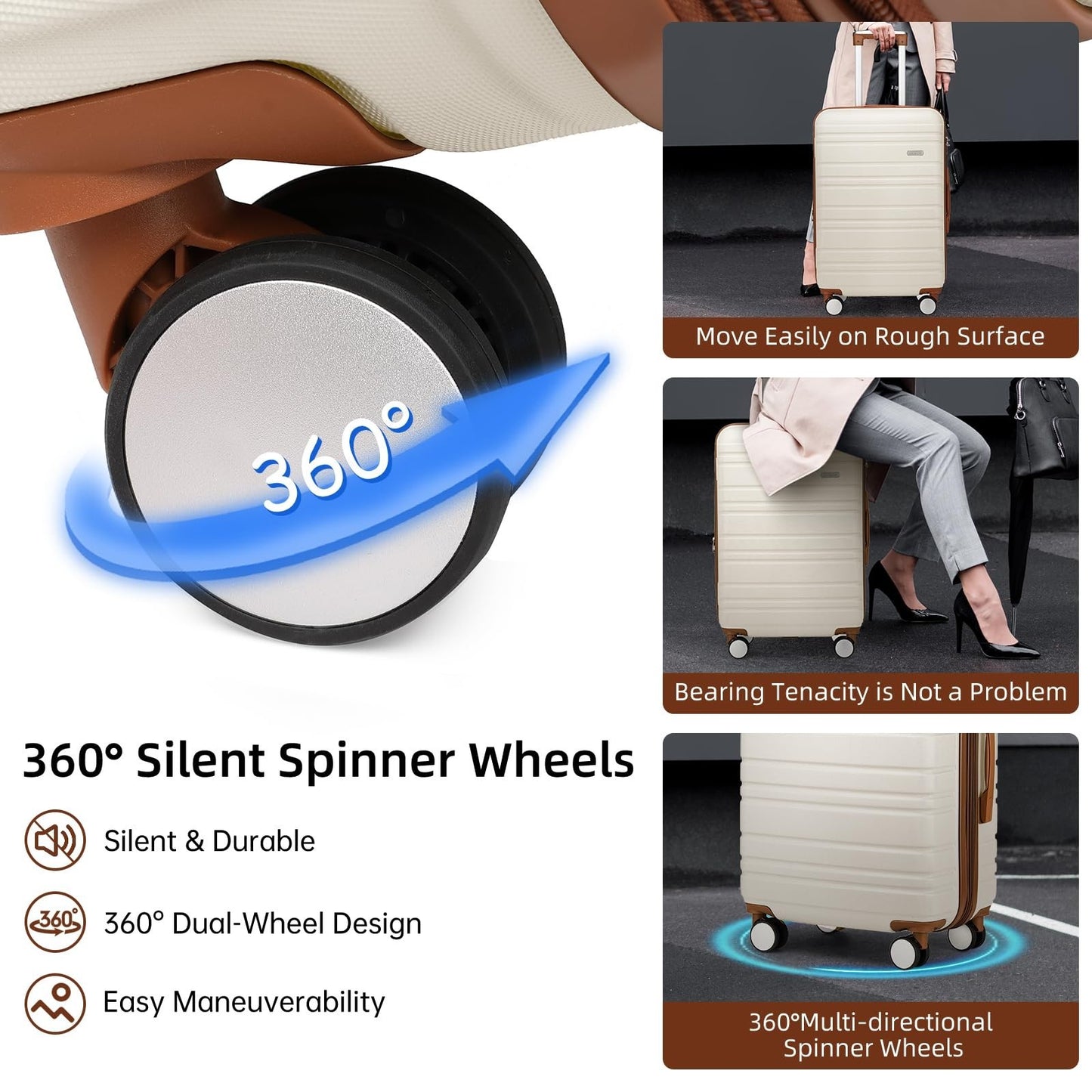 Expandable 6-Piece Luggage Set with Smooth 360° Wheels, TSA Lock, Lightweight Ha5