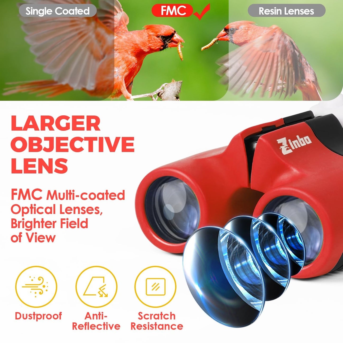Kids Binoculars 8x21 High Resolution Optics with Magnifying Glass & Compass   Ou5