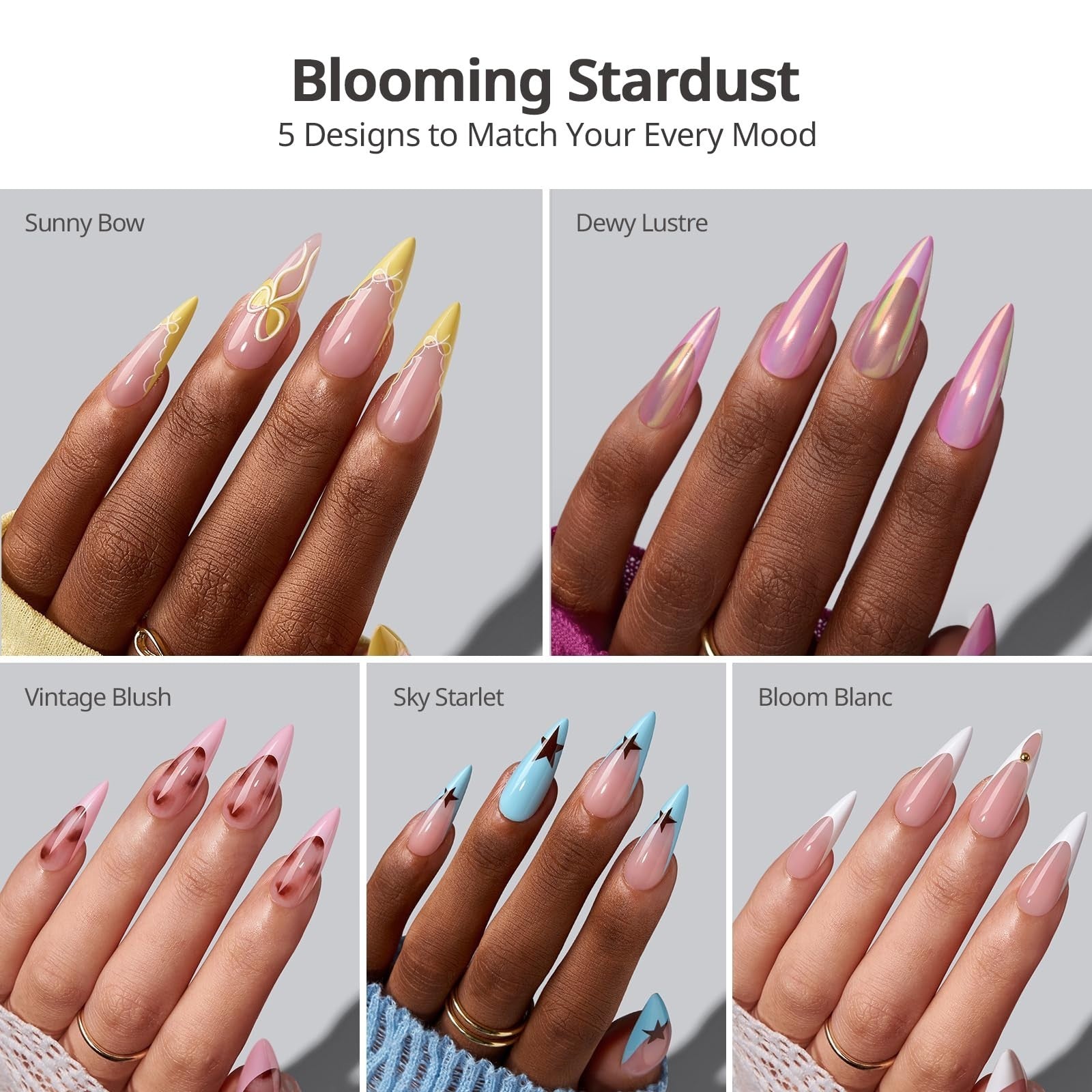 Soft Gel Press On Nails - Long Stiletto, 160 Pcs, 2+ Weeks Wear, Easy Apply, Sal2