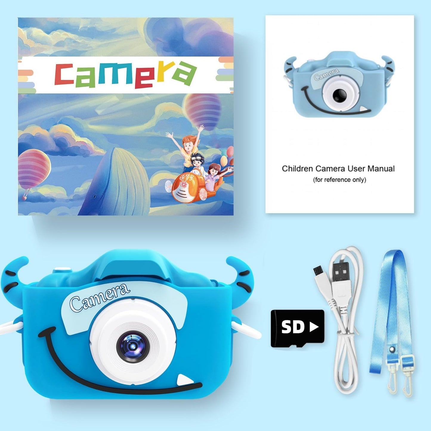 Kids Digital Camera for 3 8 Year Olds, Cartoon Soft Cover, Fun Video Camcorder G7