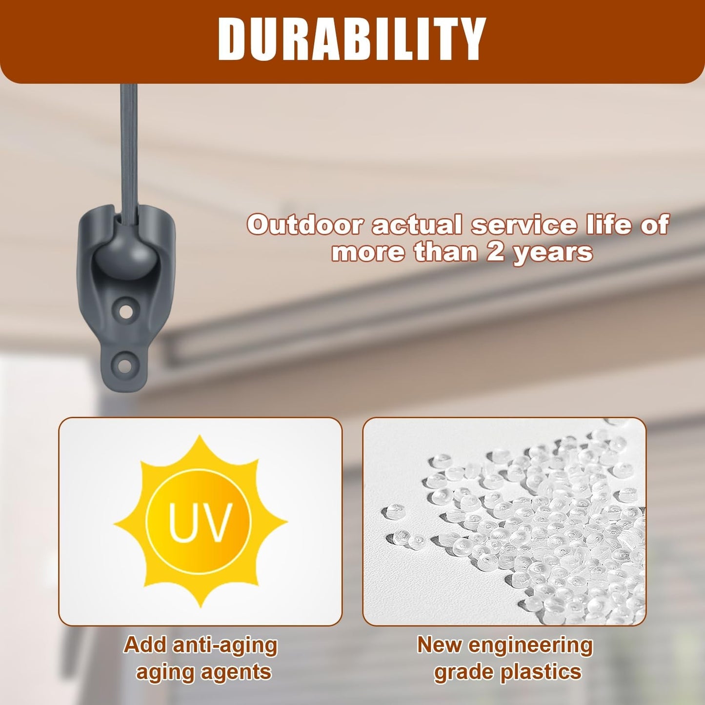Outdoor Roller Shade Replacement Hardware Kit - Bungee & End Cap Tie Downs (2, G4