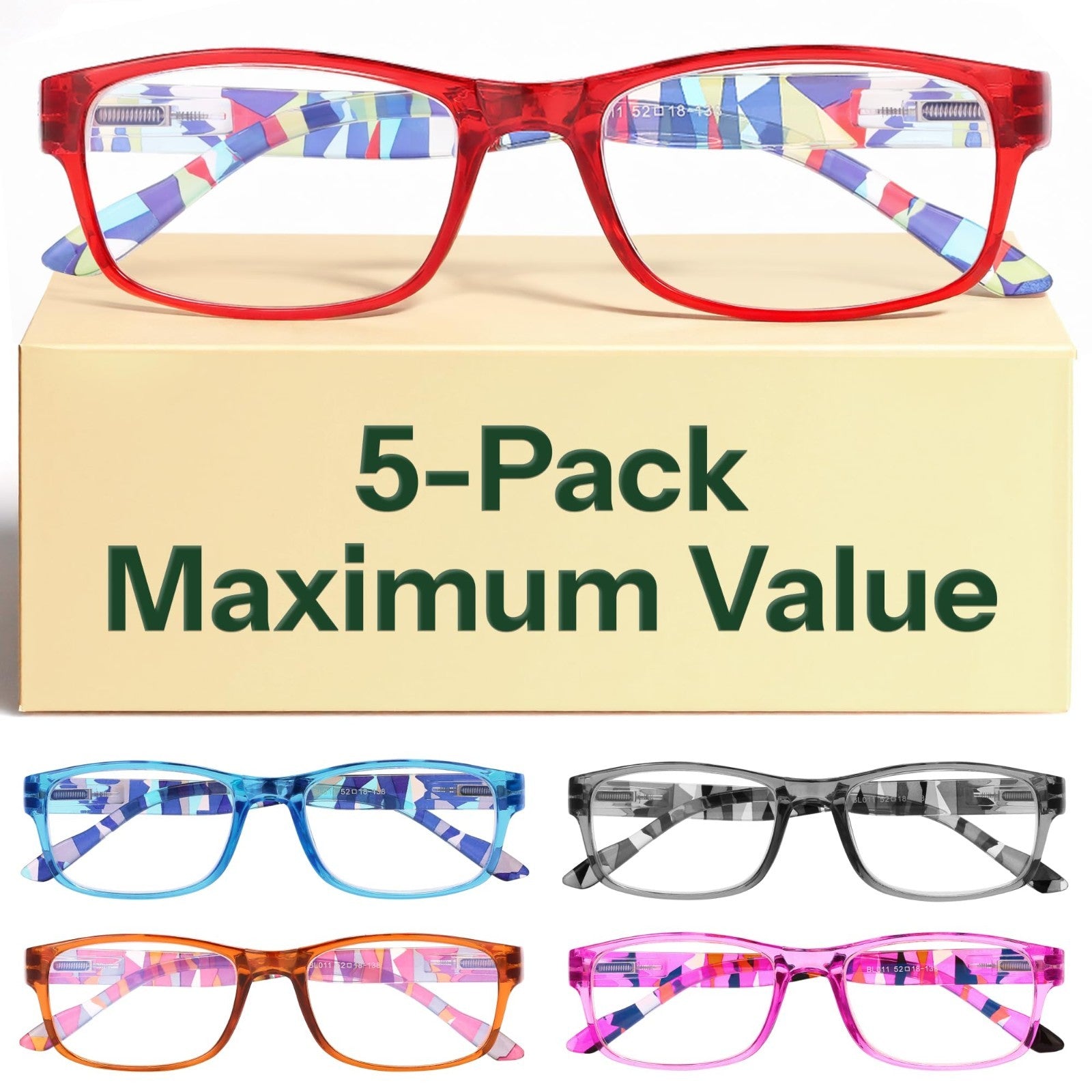 2.5x Professional Reading Glasses - All-Day Comfort, Blue Light Protection, FSA-1