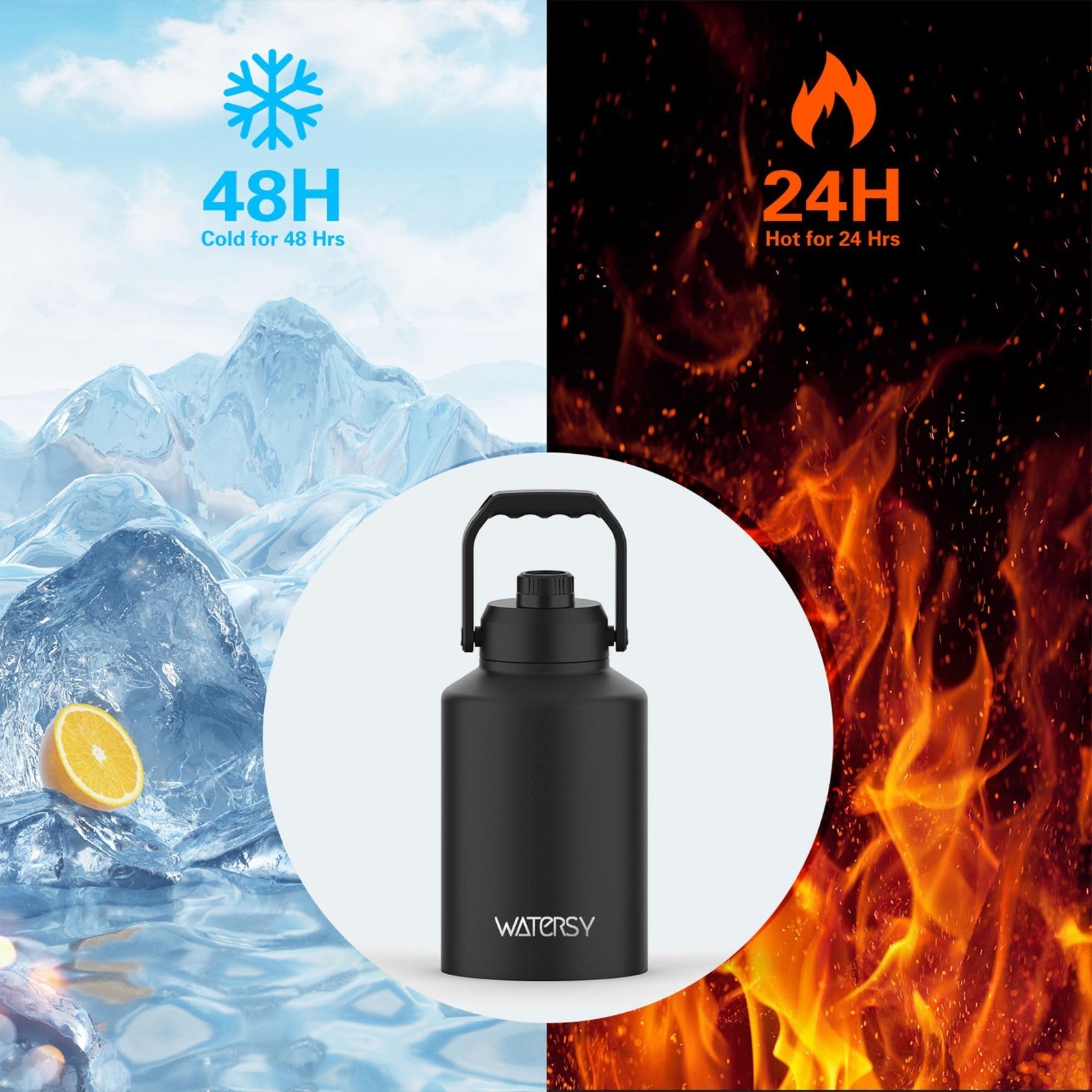128oz Insulated Water Bottle - BPA Free, Leak Proof, Cold for 48 Hrs, Gym & Trav3
