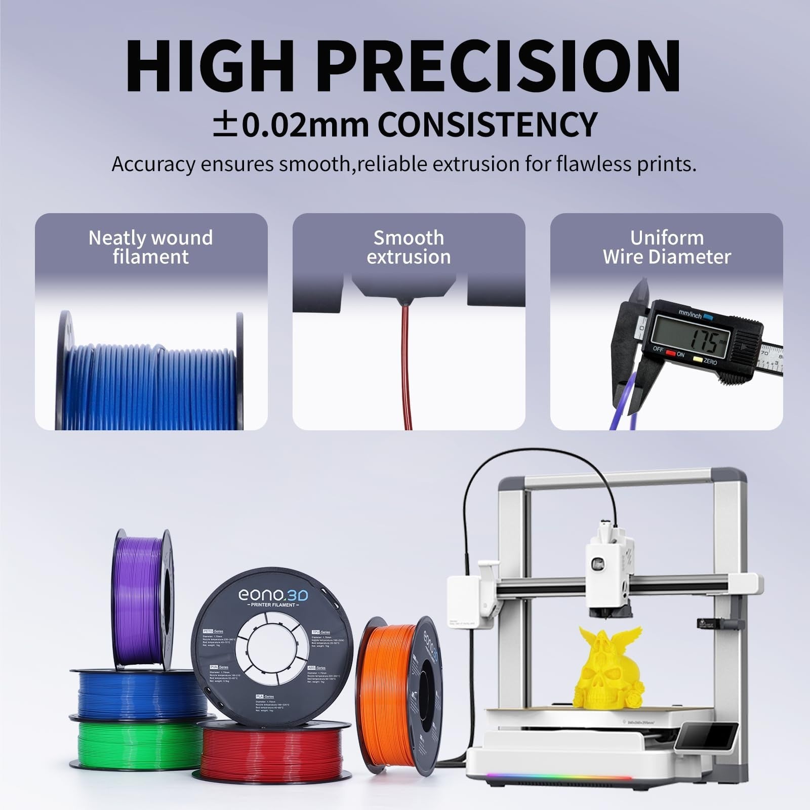 Multi-Color PETG Filament 1.75mm 6kg (13.2lbs) | Strong Adhesion, Low Stringing,5