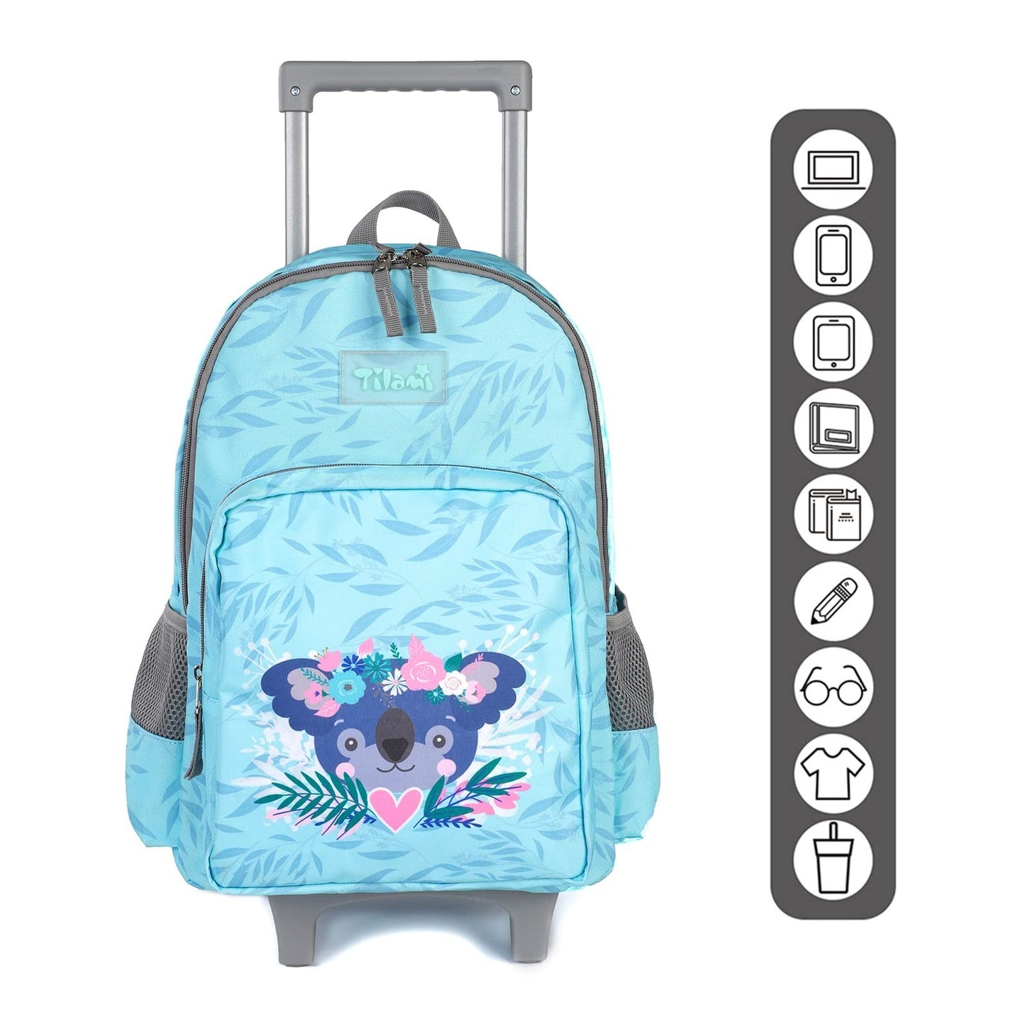Wheeled Kids Backpack 18" with Lunch Bag, Double Handle, Koala Design for Boys &3