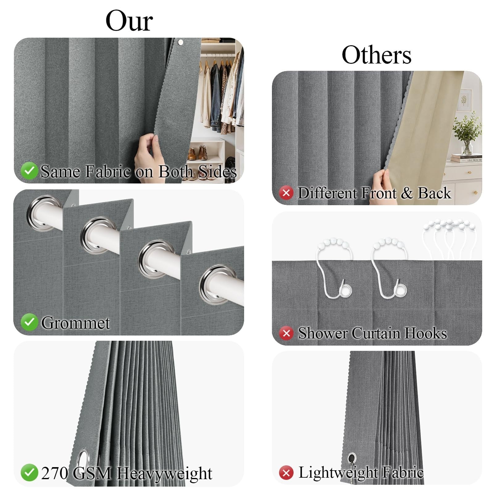 100% Blackout Magnetic Pleated Curtains   Thermal Insulated Drapes, 1 Panel, W604