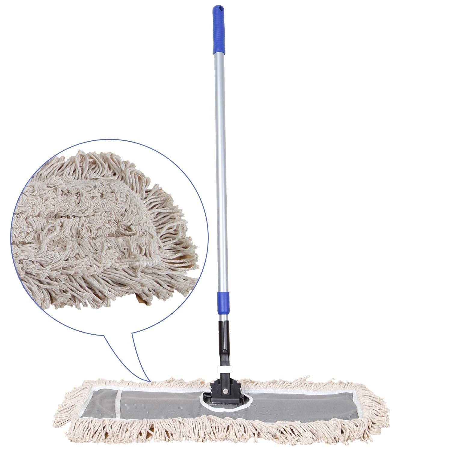 24" Industrial Cotton Dust Mop with Adjustable Steel Handle - Commercial Floor C1