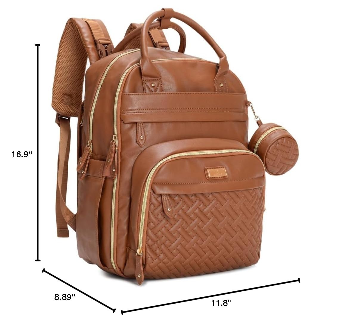 Leather Diaper Bag Backpack   Multi Function Baby Travel Bag, Water Resistant, C2