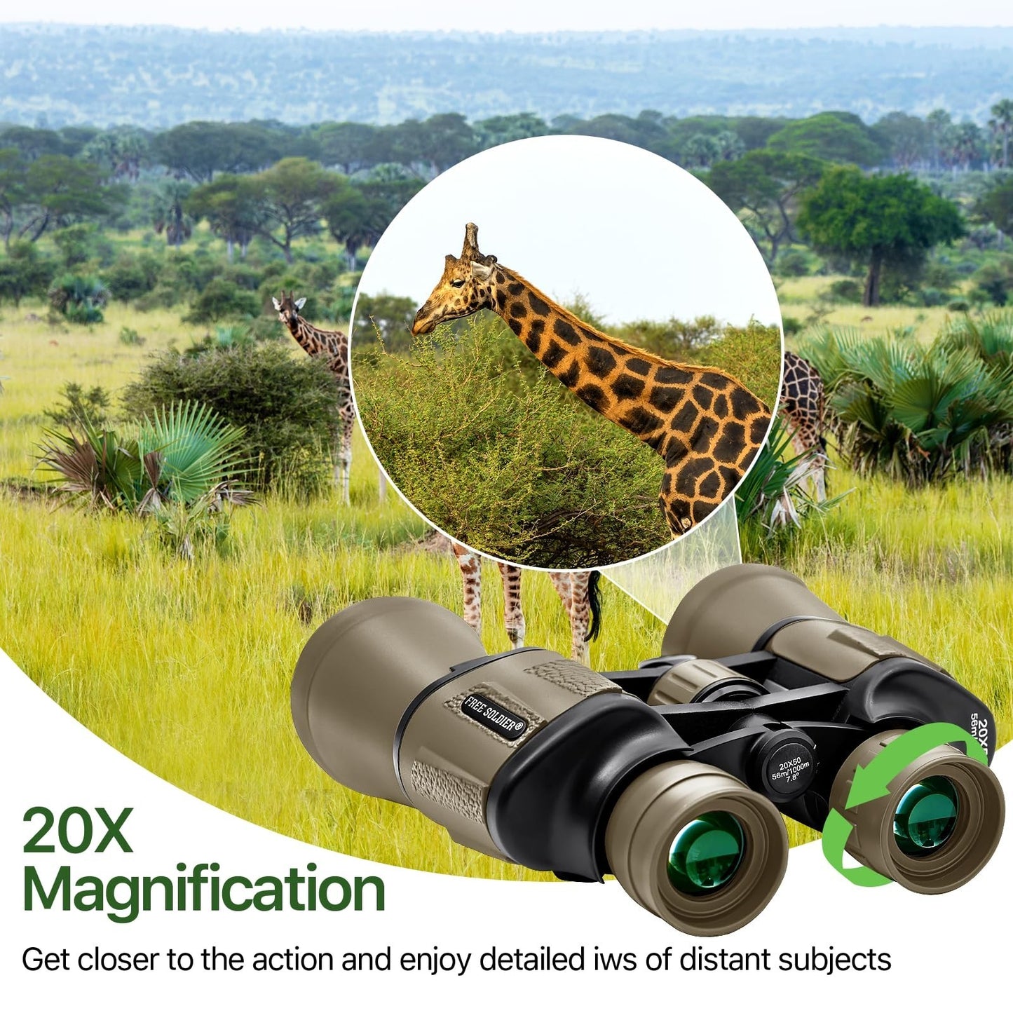 High Powered 20x50 Binoculars for Bird Watching, Hunting, Hiking, Travel   BAK46