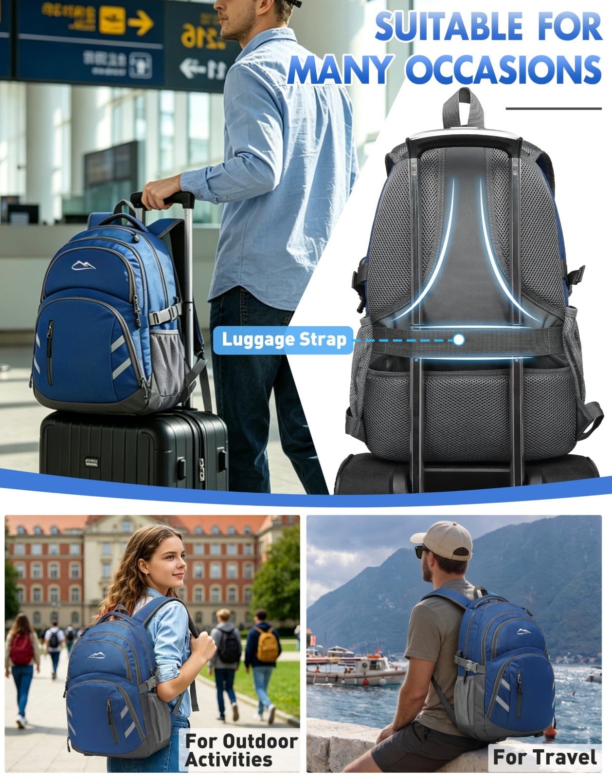 College Laptop Backpack, 15.6" Travel Bookbag with USB Charging Port, Anti Theft5