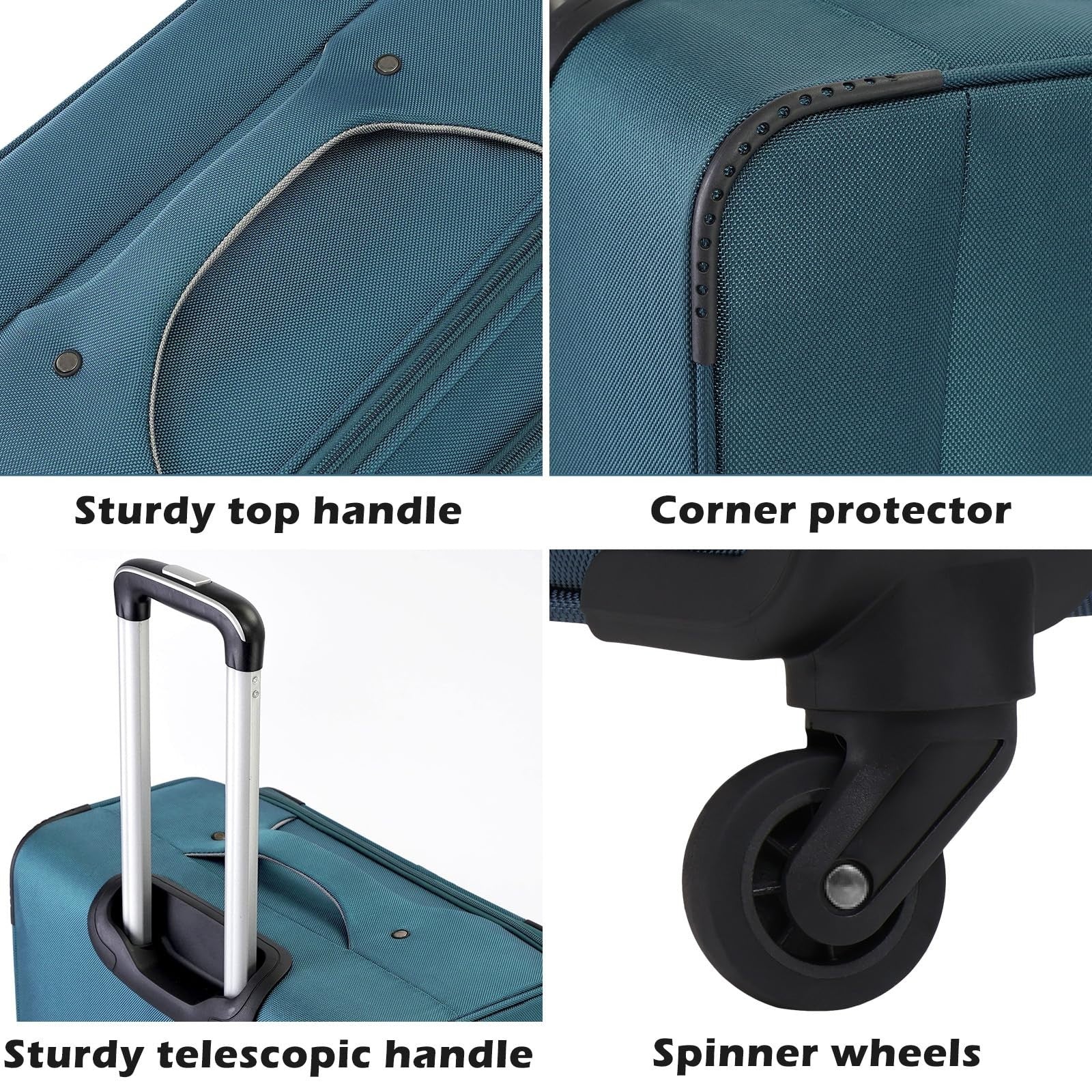 4-Piece Softshell Luggage Set with TSA Lock, Spinner Wheels & Tote Bag - Durable3