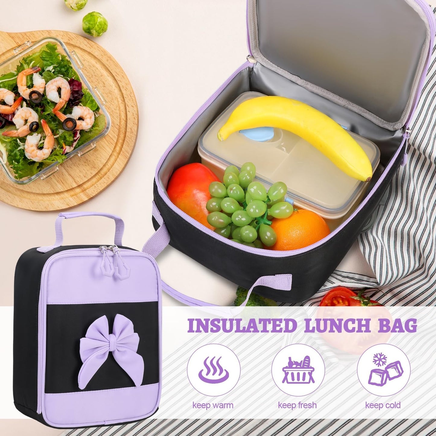 Cute Girls Backpack Set with Lunch Bag & Pencil Case   Stylish School Bag for Ki6