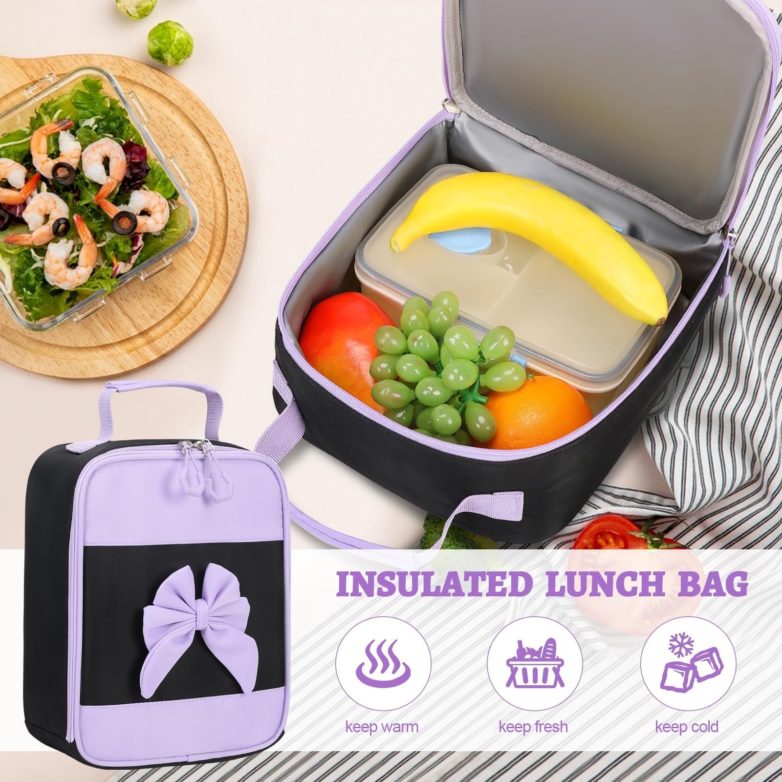 Cute Girls Backpack Set with Lunch Bag & Pencil Case   Stylish School Bag for Ki6