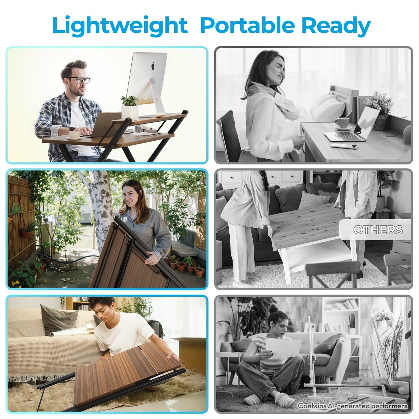 Compact Folding Desk with Shelf - Space-Saving Laptop Table for Home Office & Do6