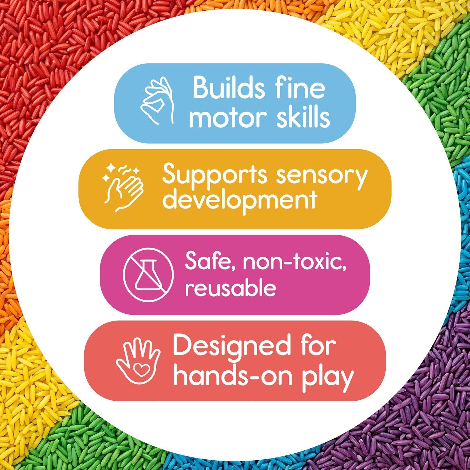 Colorful Sensory Play Rice for Kids - 6 Pack (6 lbs Total) Non-Toxic Bin Fillers1