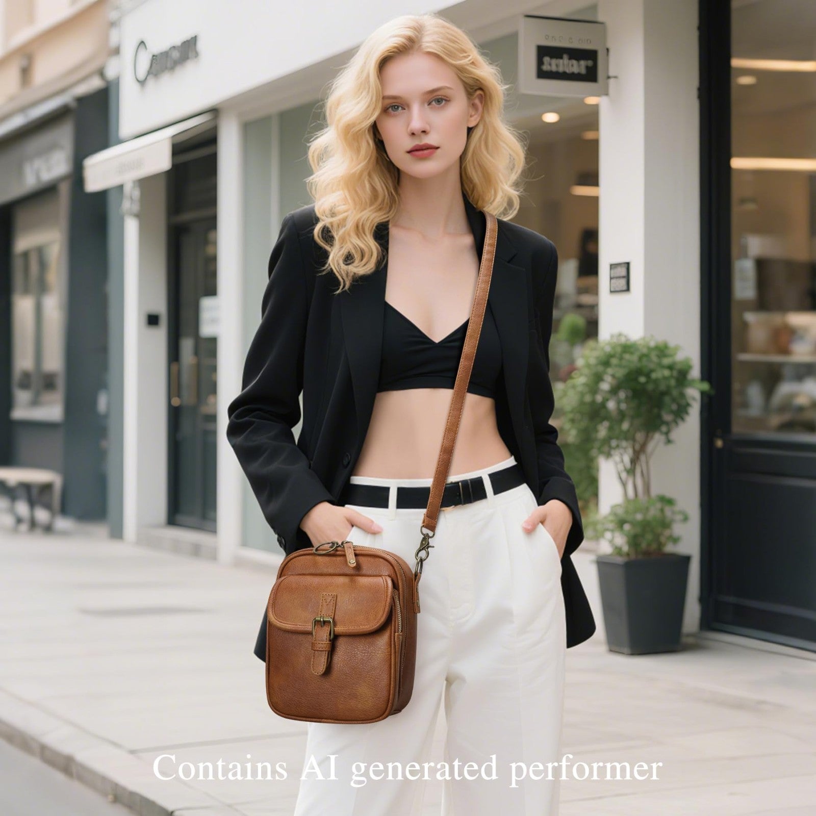 Vegan Leather Crossbody Bags for Women - Vintage Anti-Theft Messenger Purse with2