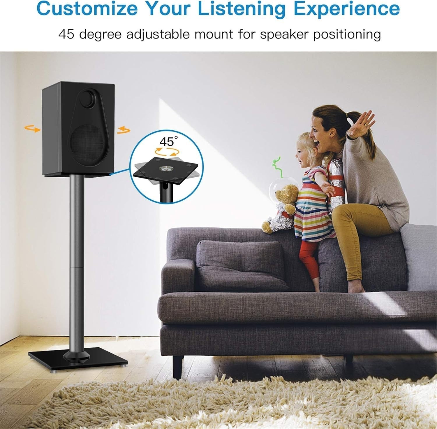Universal Floor Speaker Stands for Surround Sound, Adjustable 27.56'', Tool Free6