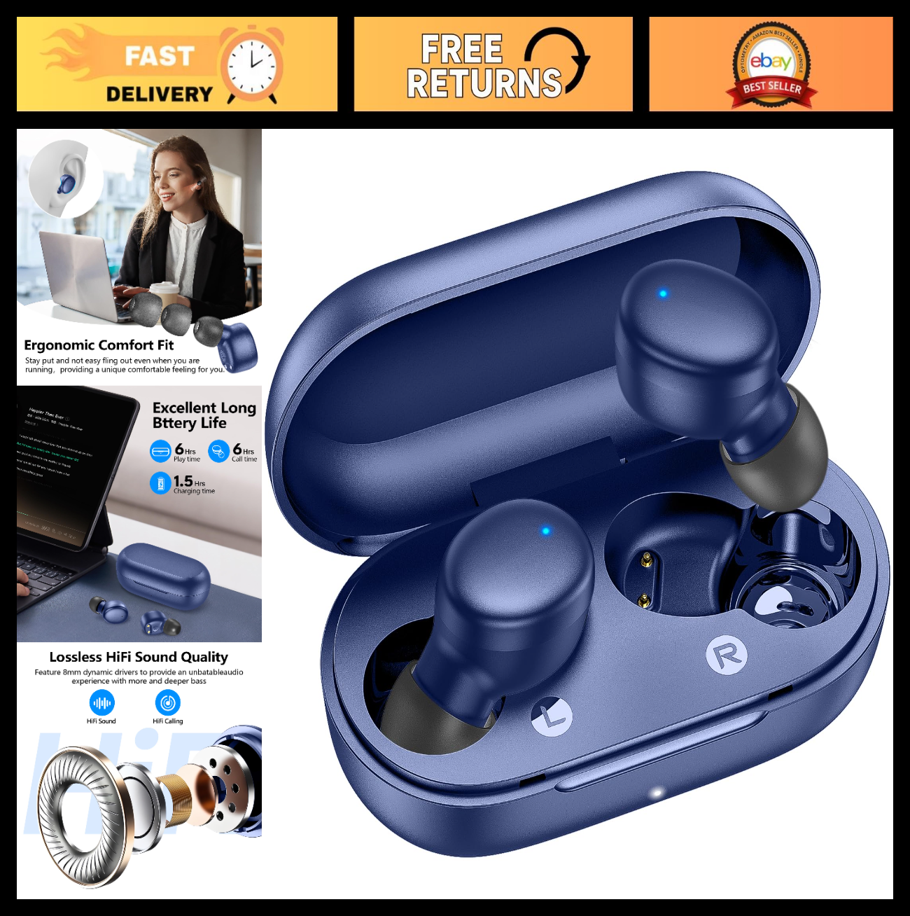Wireless Earbuds Bluetooth 5.3   Lightweight In Ear Headphones, Premium Sound, B0