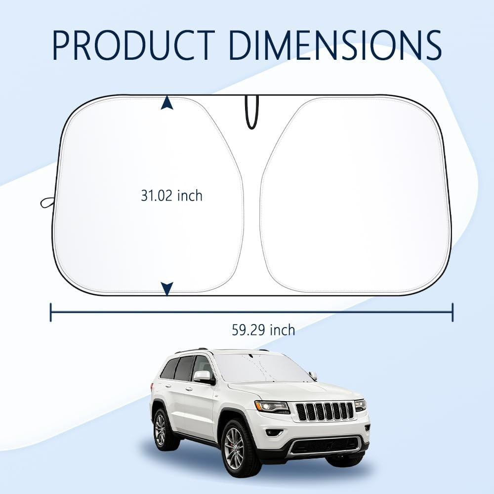 Foldable Car Windshield Sun Shade with Storage Bag, Oxford Cloth, Fits Jeep Gran2