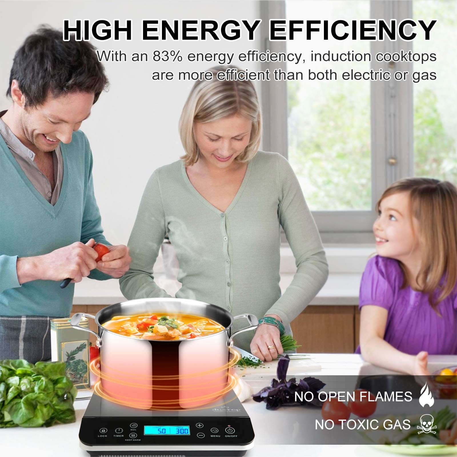 Portable Induction Cooktop 1800W, Countertop Burner with LCD Touch Control, Hot2