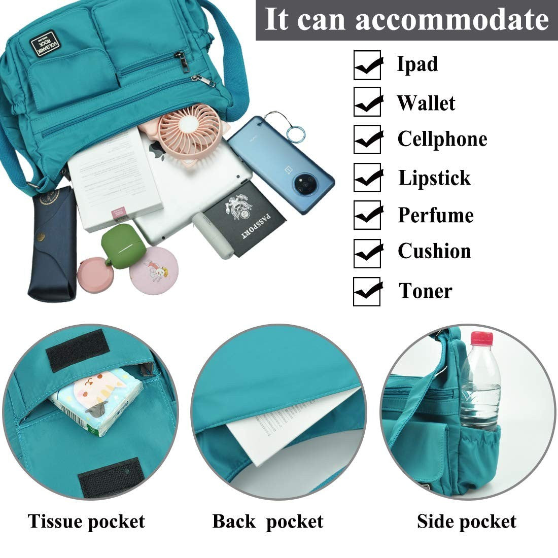 Lightweight Waterproof Crossbody Bag for Women   RFID Travel Shoulder Purse, Nyl6