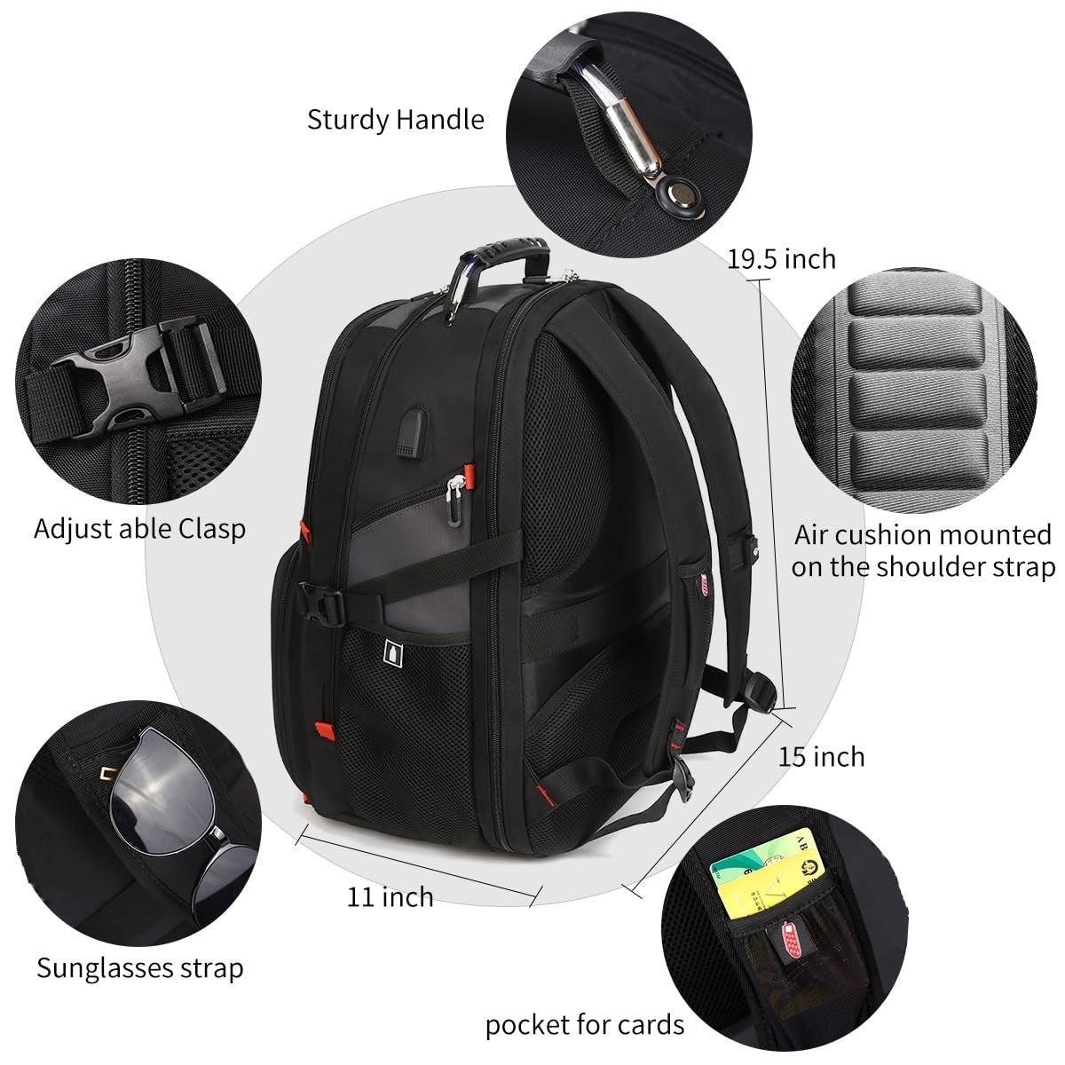 Extra Large Travel Laptop Backpack for Men, College Work Bag, Durable & Stylish3