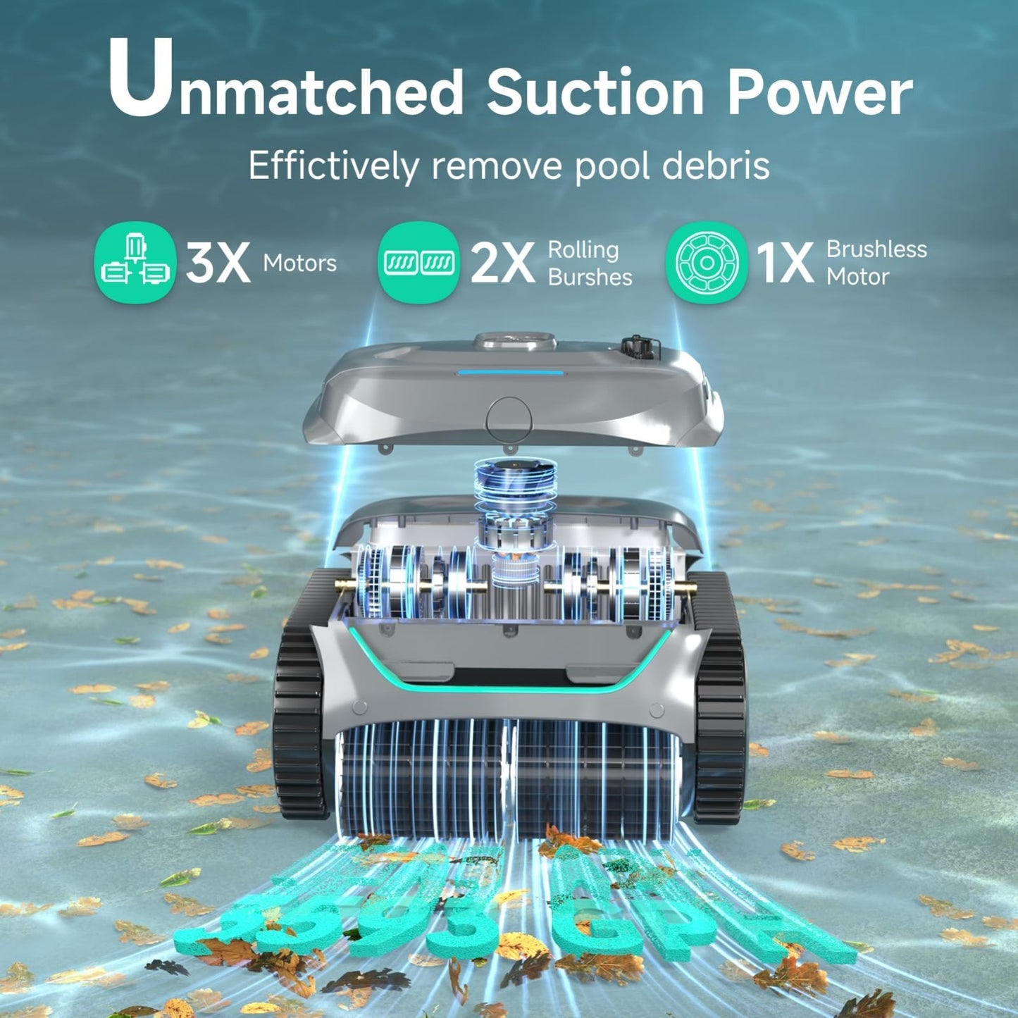 Cordless Pool Vacuum Robot for Inground Pools | 2152 Sq.ft Cleaning, App Control3
