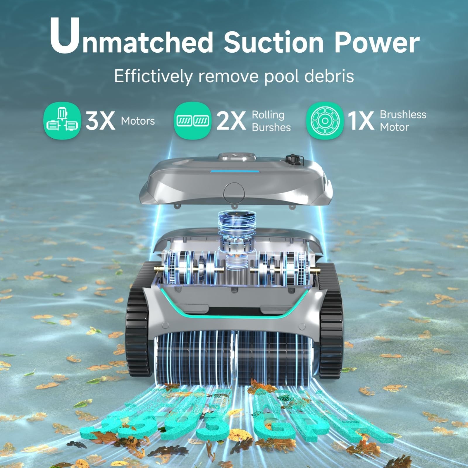Cordless Pool Vacuum Robot for Inground Pools | 2152 Sq.ft Cleaning, App Control3