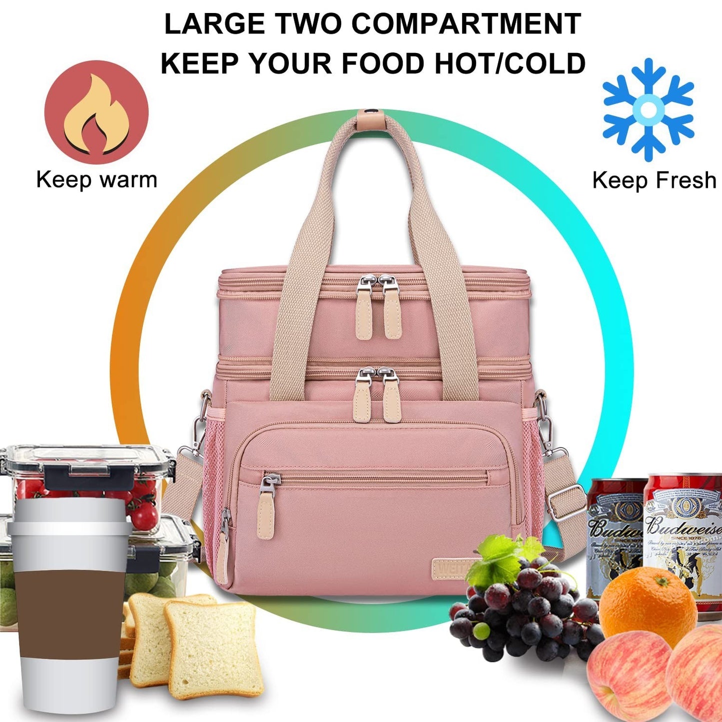 Insulated Lunch Bag for Women - Large Dual Compartment, Leakproof, Perfect for W6