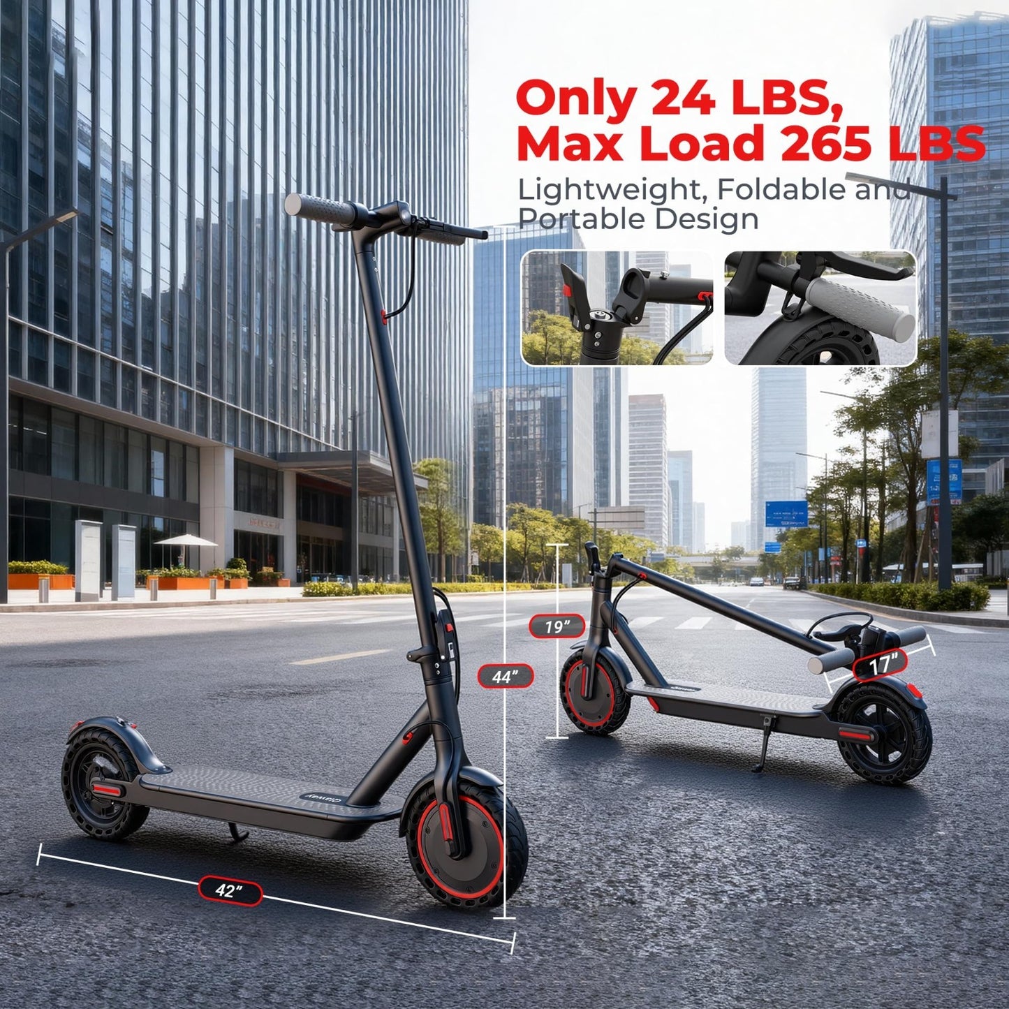 Electric Scooter 8.5''/10'' - 19/20MPH, 700/1000W Motor, 15/22 Mile Range, Porta8