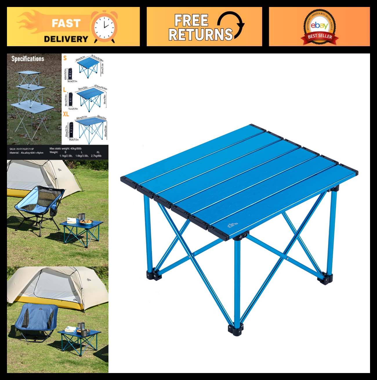 Ultralight Compact Folding Camping Table with Carry Bag - Portable & Durable0