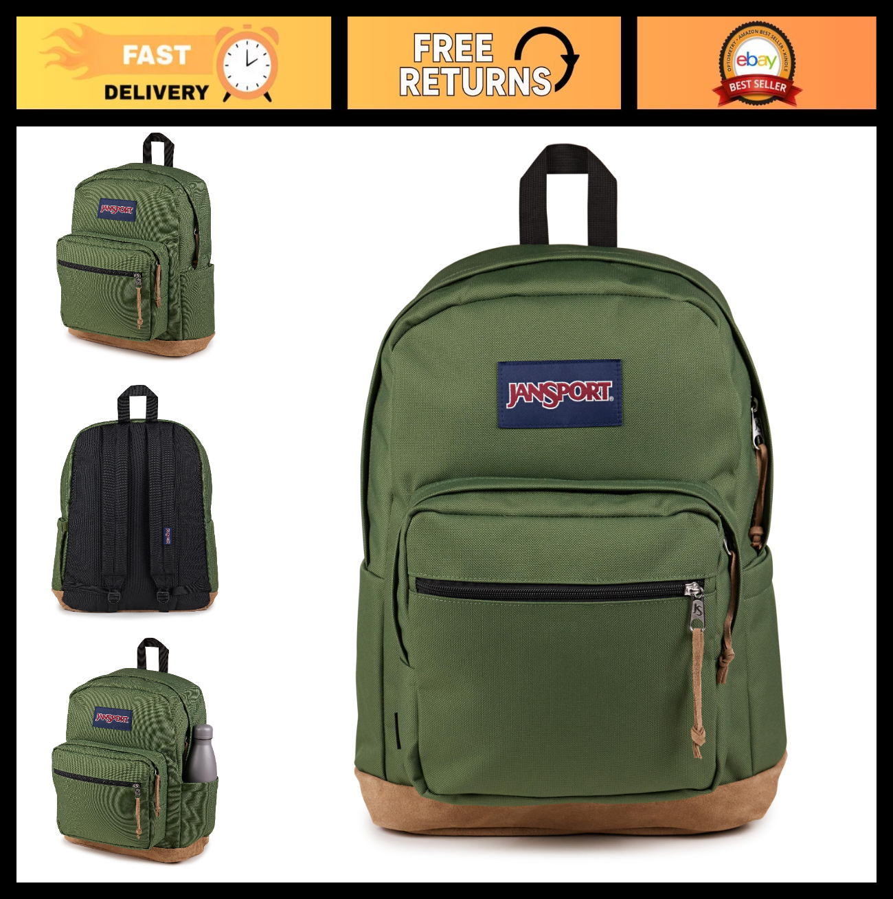 Durable Daypack Backpack with Padded 15" Laptop Sleeve & Water Bottle Pocket   C0