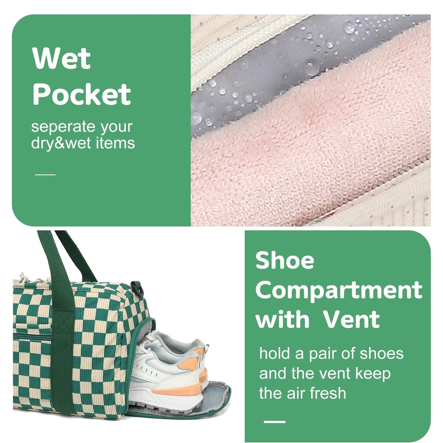 Cute Duffle Bag for Girls - Waterproof Gym Bag with Shoe Compartment & Wet Pocke5