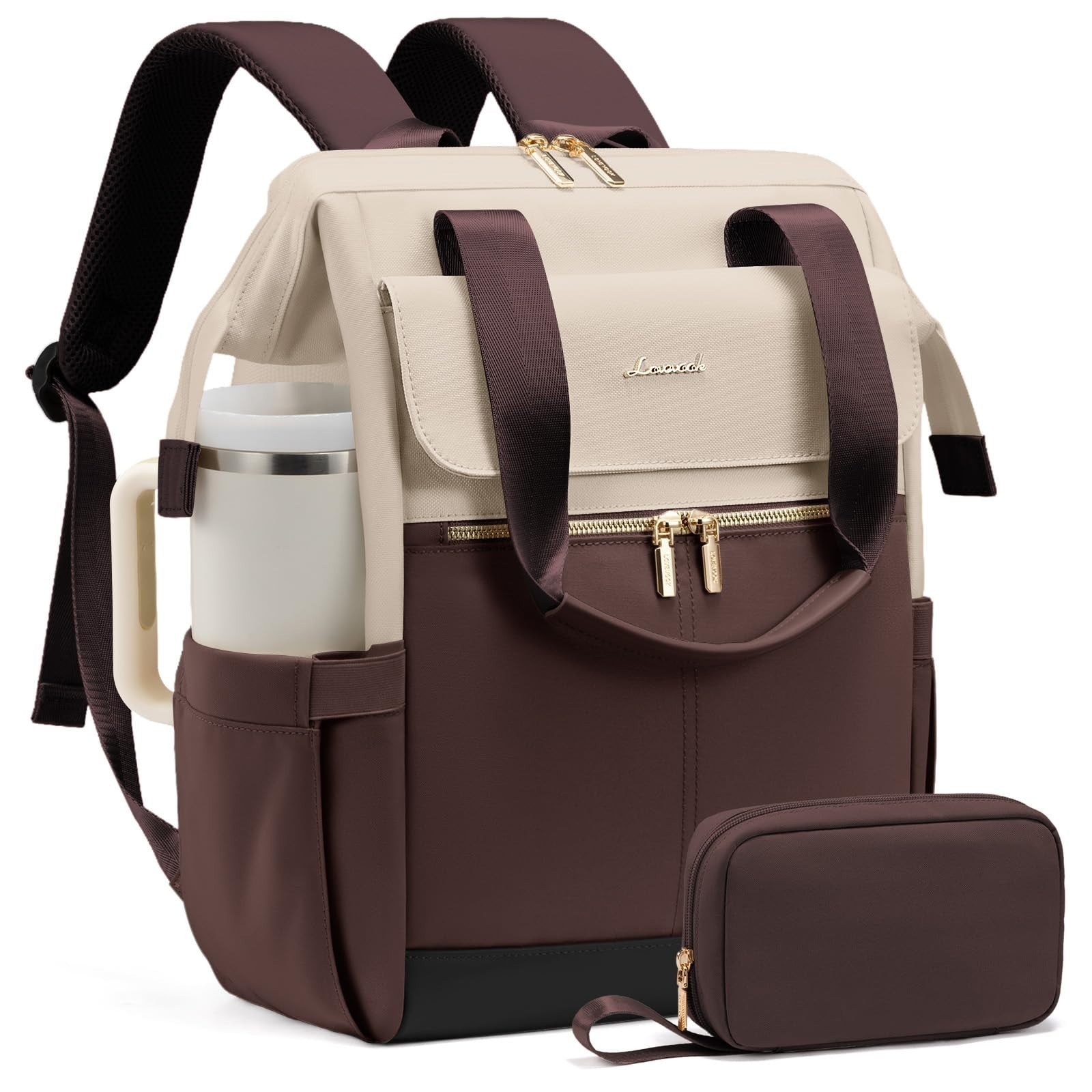 Stylish Women's Laptop Backpack with USB Port & Tumbler Holder, 15.6" Waterproof1