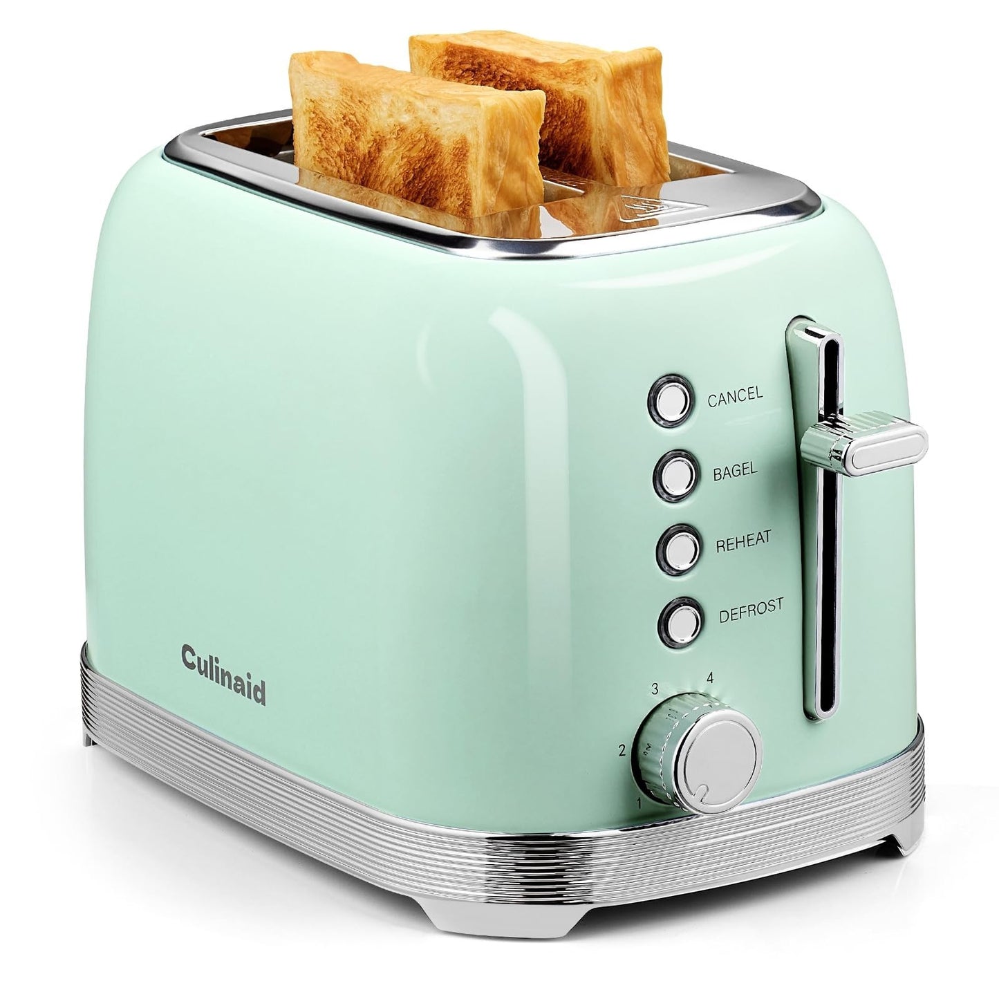 Retro 2 Slice Stainless Steel Toaster in Aqua Green   Compact & Stylish Design1