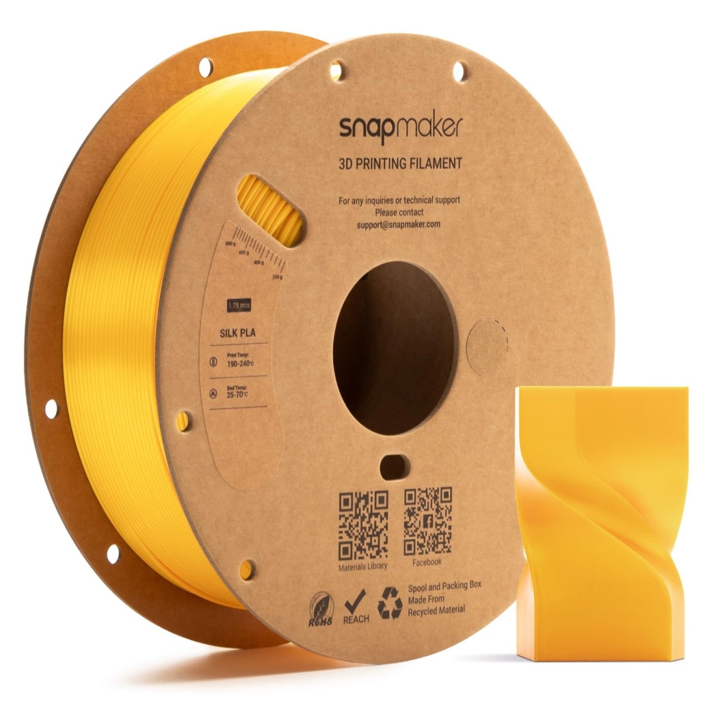 High-Quality Silk PLA Filament 1.75mm for 3D Printing - 1kg (2.2lbs) - Smooth Fi1