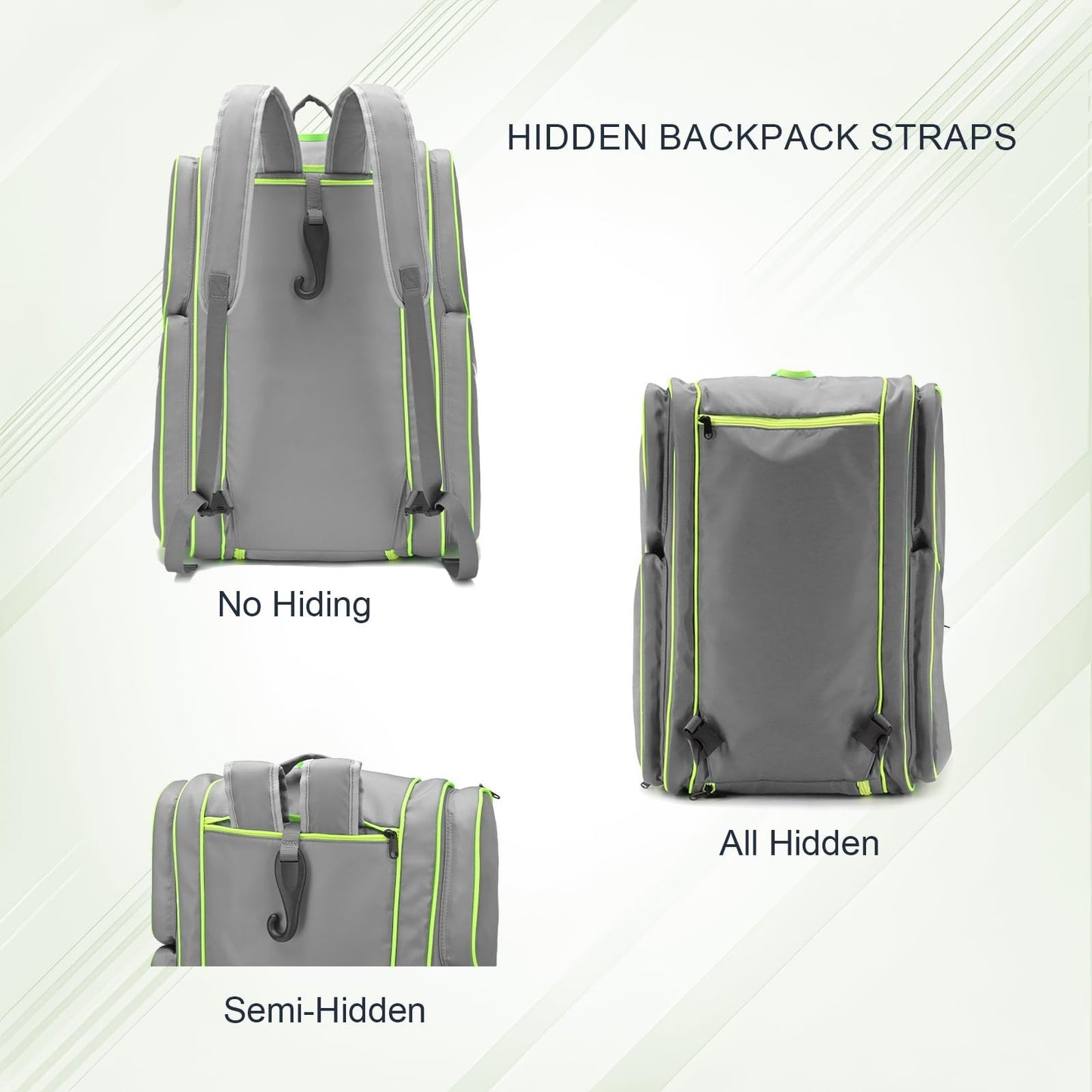 Large Pickleball Paddle Bag for 4 Paddles, Accessories, Shoe Compartment & Hook3