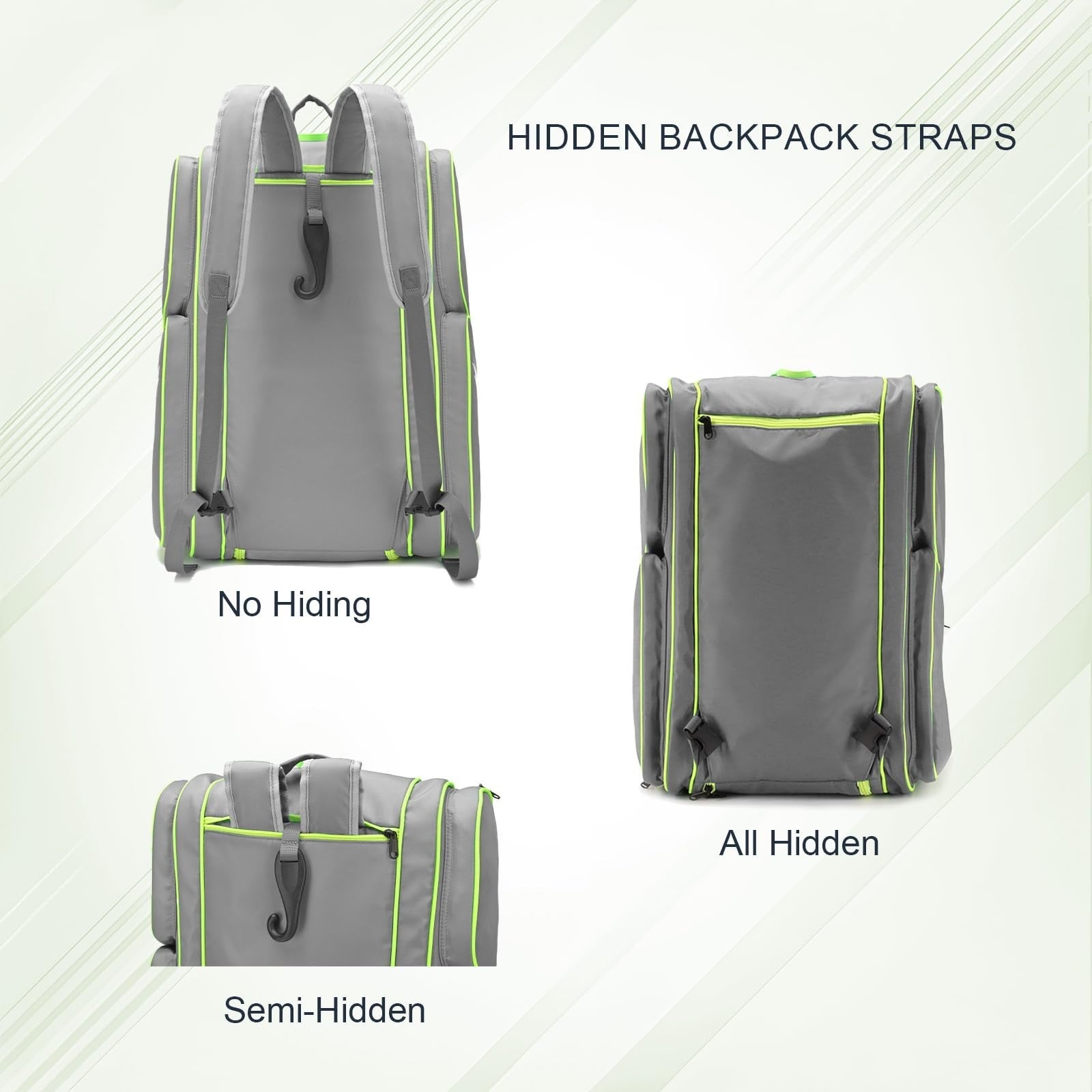 Large Pickleball Paddle Bag for 4 Paddles, Accessories, Shoe Compartment & Hook3