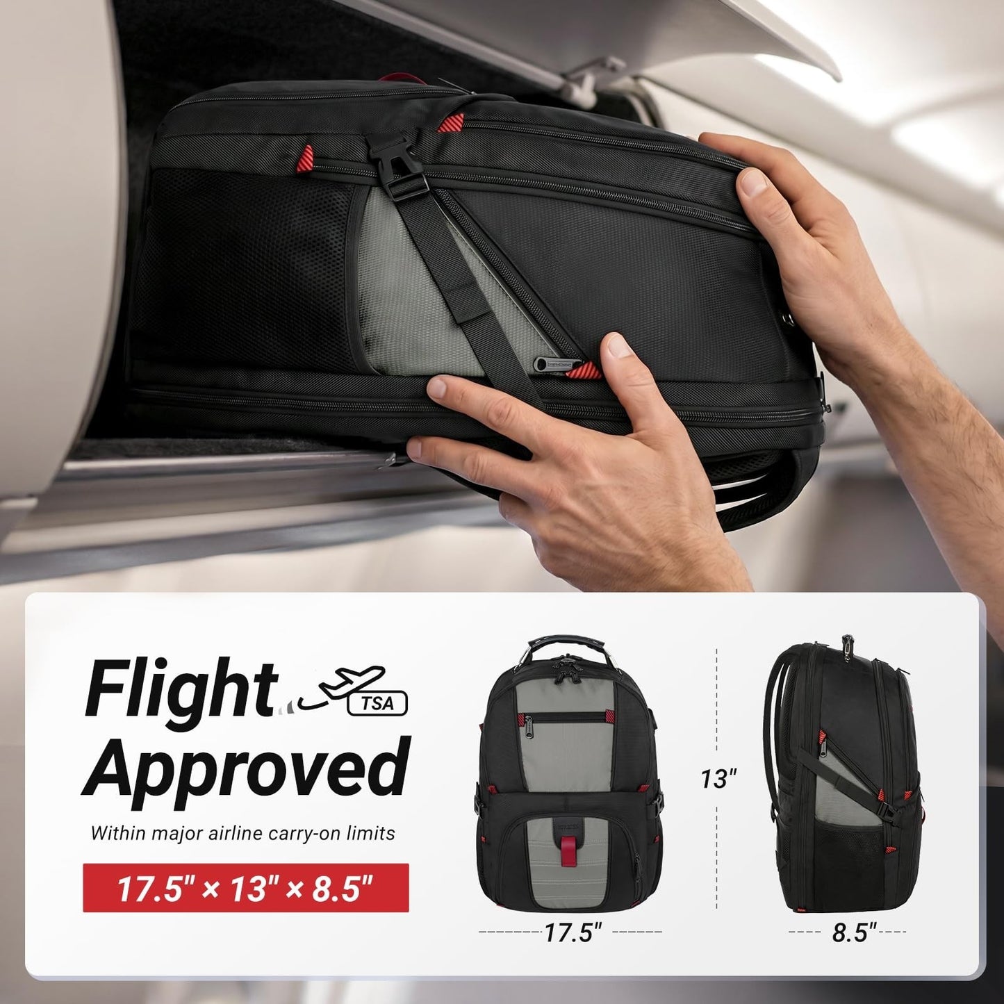 Large Laptop Backpack for Men, Heavy Duty Travel Bag, Waterproof, Multi Compartm4