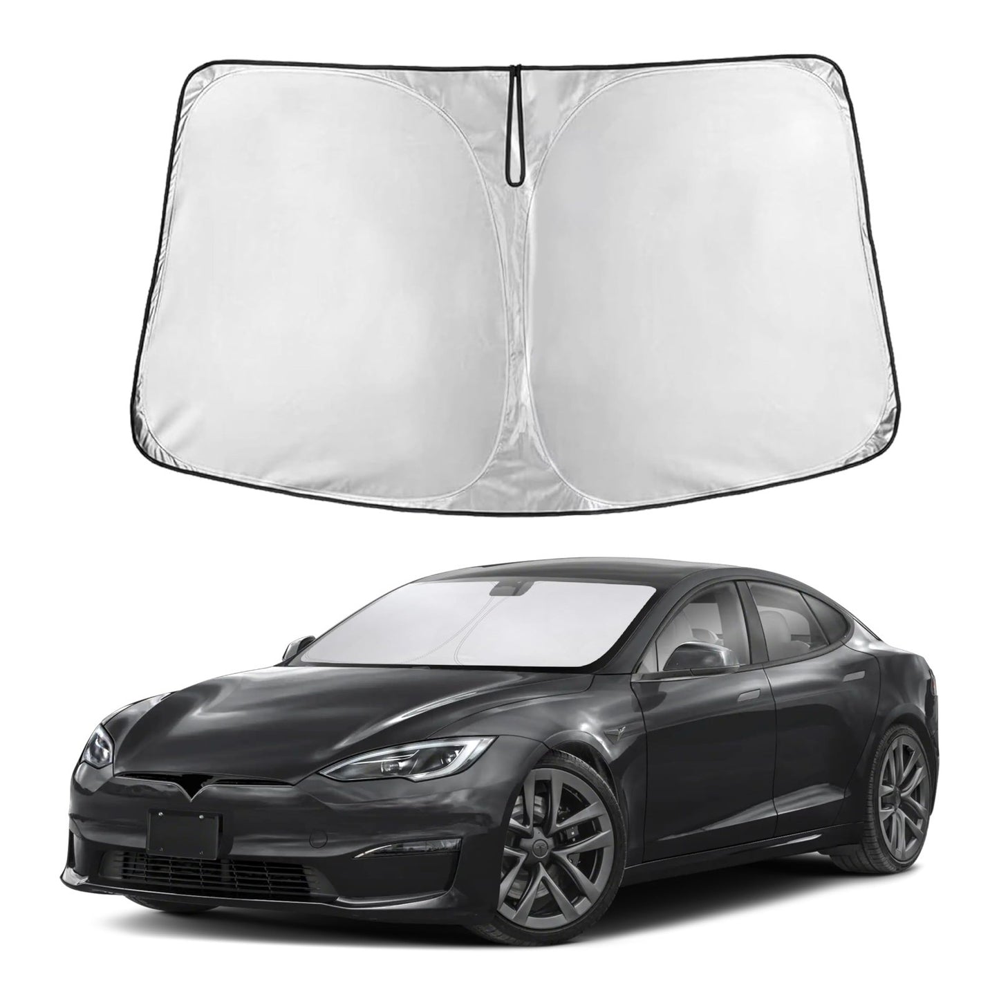 Windshield Sunshade for Tesla Model S 2012 2026, UV Heat Blocker & Sun Visor Cov1