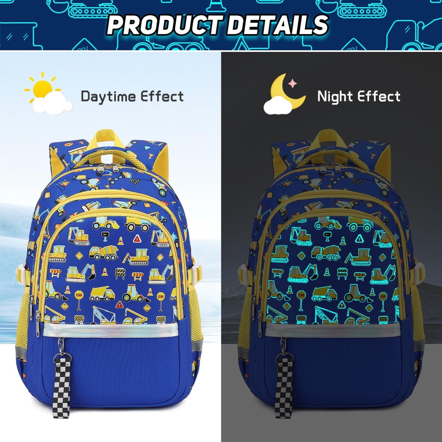 Luminous Backpack Set for Boys   3PCS with Lunch Box & Pencil Case, School Gear2