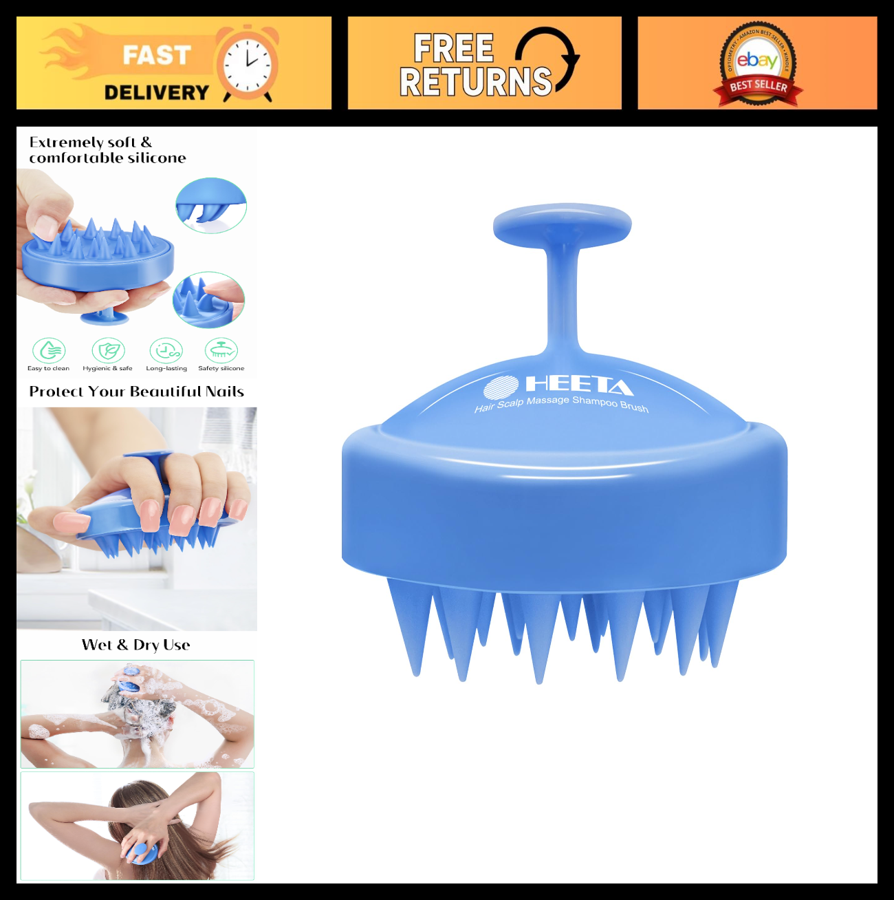 Scalp Massager Brush for Hair Growth & Dandruff Removal   Soft Silicone Bristles0