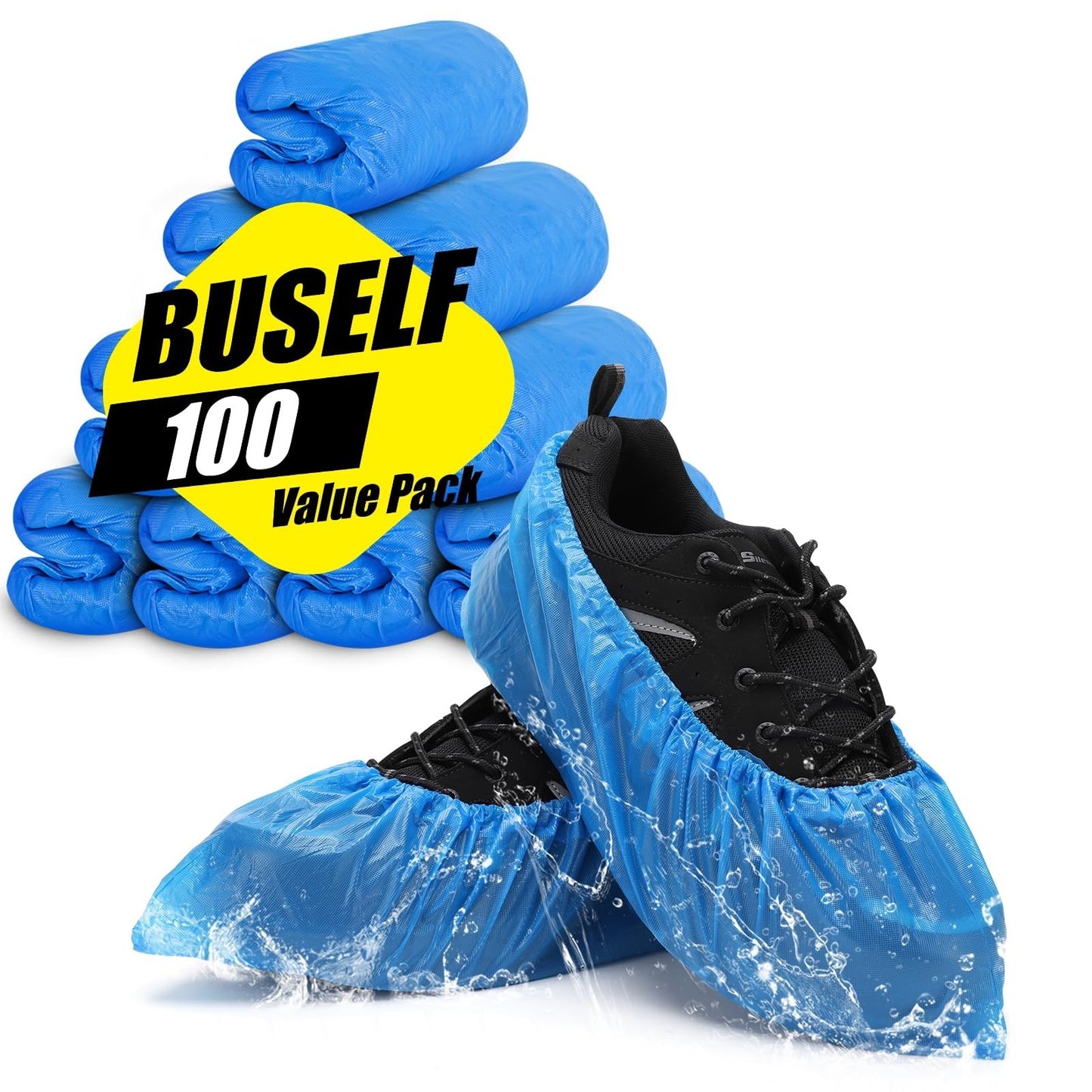 Disposable Non-Slip Shoe Covers - 100 Pack, Waterproof & Recyclable Booties, Fit1