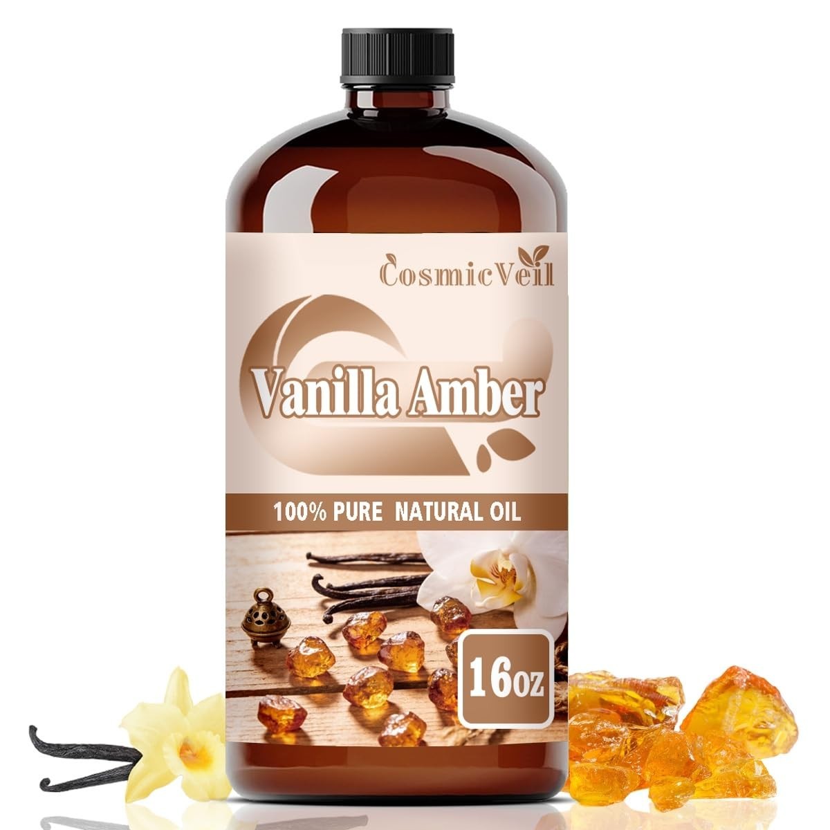 Vanilla Amber Essential Oil 16oz | Fragrance Oil for Diffuser, Candle Making, Sk1