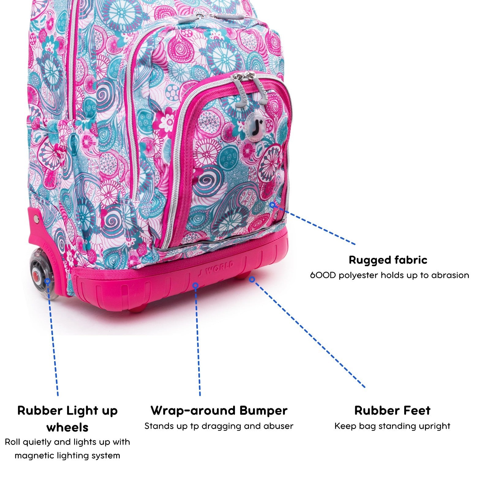 Kids Rolling Backpack & Lunch Bag Set   Carry On Suitcase with Wheels, Blue Rasp3