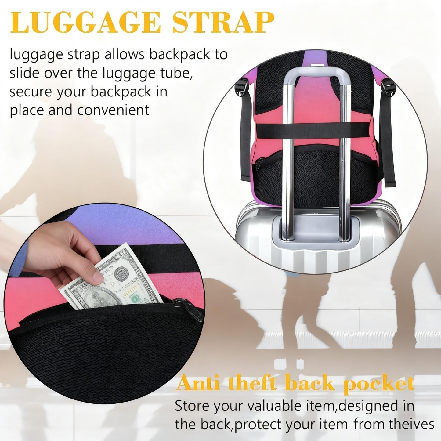 Colorful Slim Laptop Backpack for 15.6" Computers, Stylish Travel Bag, Durable D4