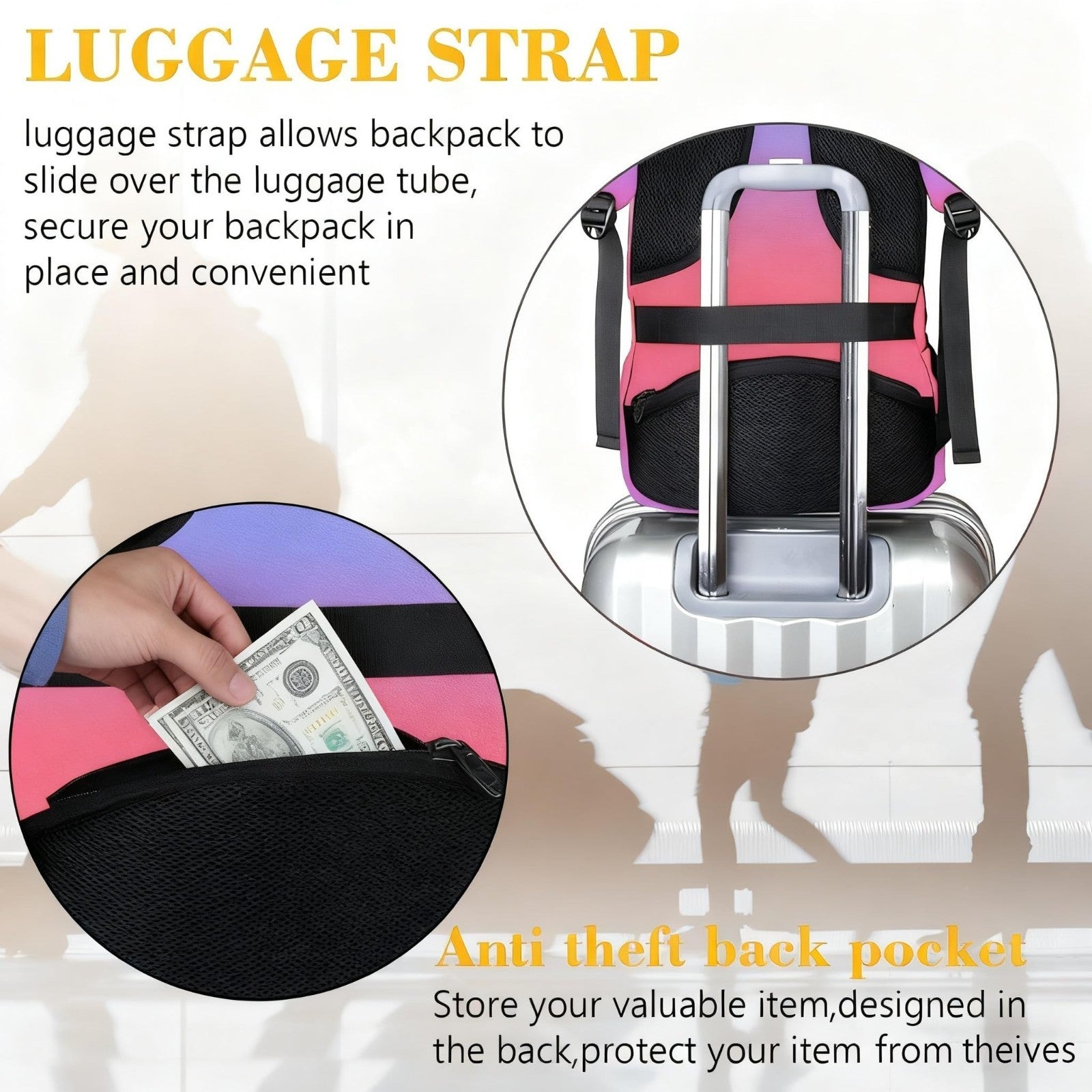 Colorful Slim Laptop Backpack for 15.6" Computers, Stylish Travel Bag, Durable D4