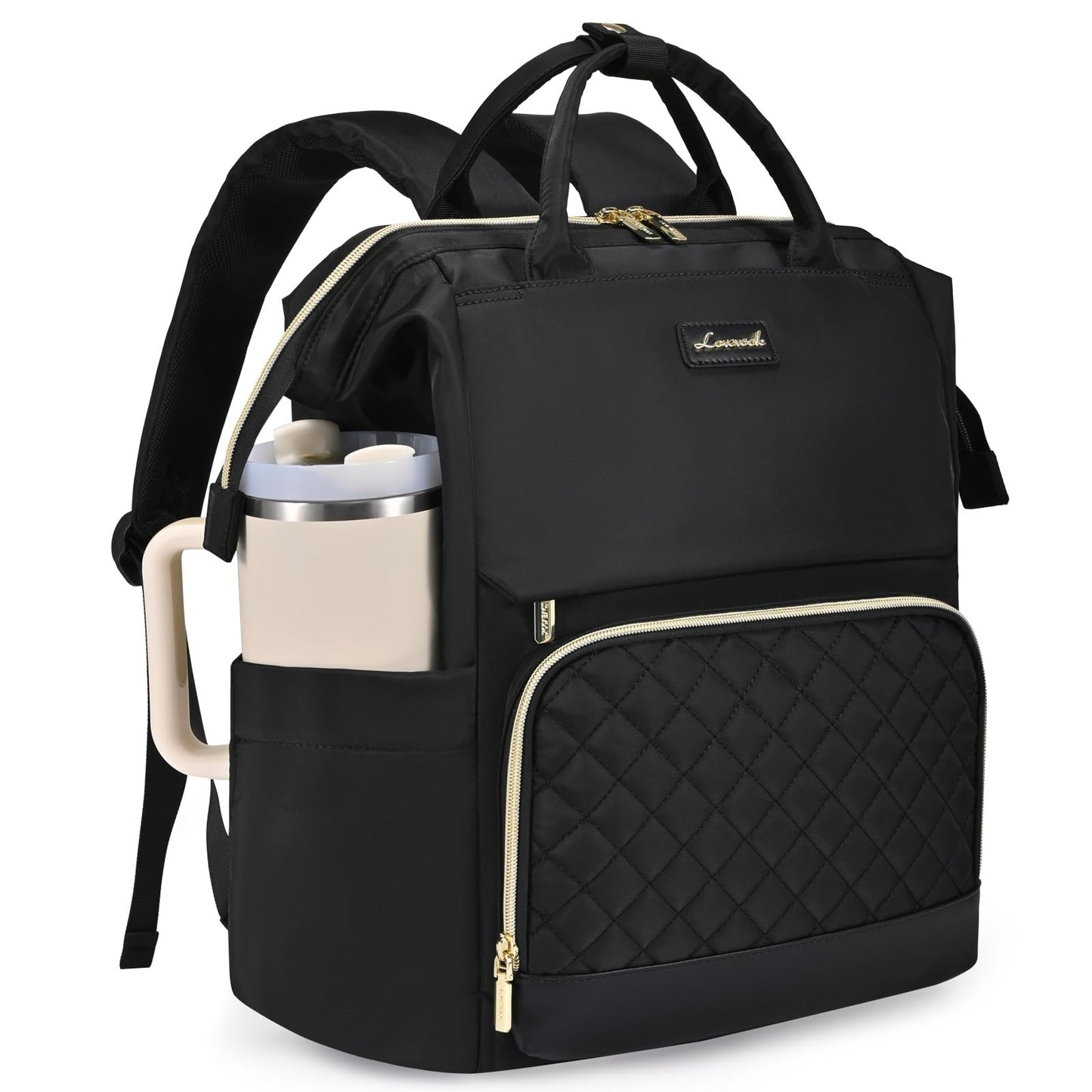 Stylish Laptop Backpack for Women   Large Tumbler Holder, Travel & Work Bag1